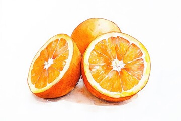 Poster - Orange watercolor collection on a pristine white backdrop for vibrant decor and creative projects