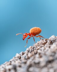 Aufkleber - Macro Nature Ant Transporting Seed on Textured Rock Surface for Eco-Conscious Marketing in Sustainable Lifestyle and Environmental Awareness Campaigns