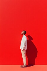 Poster - Bold Red Minimalism Energizing Interior Design for Modern Offices Using Solid Color Surfaces and Smooth Textures - Dynamic Branding for Creative Industries