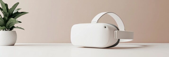 Aufkleber - Minimalist Virtual Reality Experience Sleek White Headset with Modern Design for Tech-Savvy Professionals and Digital Marketing Strategies - Immersive Virtual Solutions