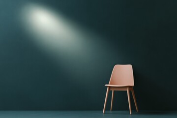 Aufkleber - Mid-Century Modern Minimalist Chair on Textured Dark Wall - Contemporary Interior Design for Stylish Home and Office Spaces