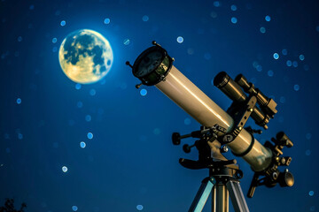 Poster - An astronomer observing the night sky generative AI image