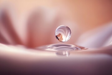 Poster - close-up of single droplet of water falling from clean faucet captured with soft natural light