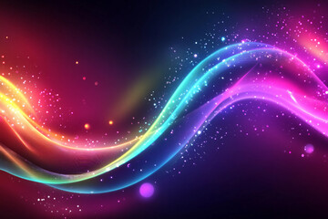 Poster - 3d render, abstract background with wavy lines in neon purple and pink colors made ai generative