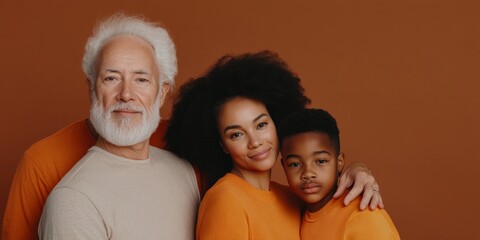 Aufkleber - Autumnal Family Portrait Cross-Generational Ensemble in Warm Tones - Celebrating Diversity and Inclusion for Modern Branding and Community Engagement