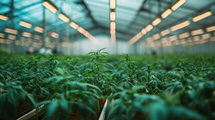 Aufkleber - futuristic greenhouse where genetically modified crops thrive under controlled led lighting clean and minimalistic