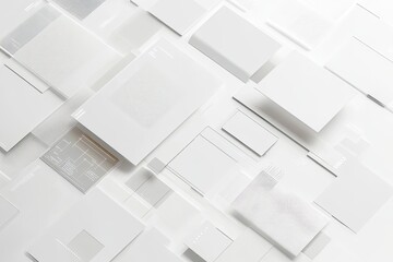 Poster - futuristic ui layout with clean grid-based structure on soft white background featuring modern typography and ample