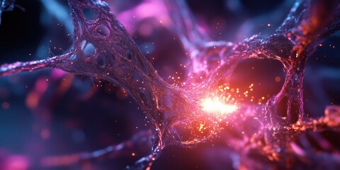 Poster - Neural Network Visualization with Glowing Synapses and Vibrant Colors