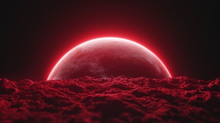 Poster - Cybernetic Horizon Futuristic Red-Tinted Satellite Network Visual on Textured Surface - High-Tech Connectivity Solutions for Global Internet Industries and Digital Transformation