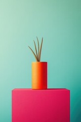 Poster - minimalist photograph featuring single vibrant object on solid color background showcasing harmony between simplicity
