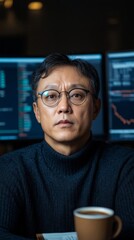 Poster - Tech-Driven Trading Strategy South Korean Stock Trader Analyzing Digital Exchange Rate Data - Modern Financial Insight and Market Volatility Management