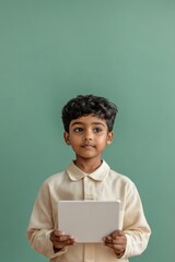 Aufkleber - Contemporary Educational Reform Visualization Indian Teacher with Tablet in Project-Based Evaluation - Digital Teaching Tools in Modern Classrooms for Enhanced Student Engagement