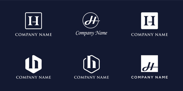H Letter Logo Set Monogram style, bundle vector