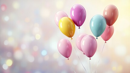 Aufkleber - vibrant collection of colorful balloons floating gently in air against soft blurred background perfect for adding text