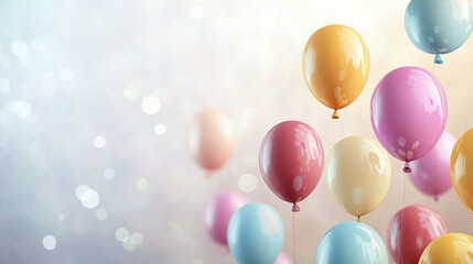 Aufkleber - vibrant collection of colorful balloons floating gently in air against soft blurred background perfect for adding text
