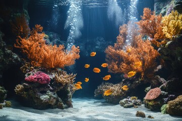 Poster - explore magical underwater world filled with vibrant coral reefs and exotic marine life capturing serene beauty and