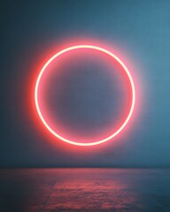 Aufkleber - Neon Circle in a Dark Room Signifying the Digital Age and Streaming Culture