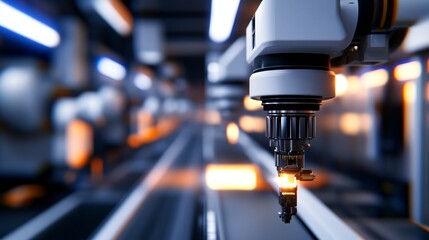 Poster - A robotic arm in an industrial setting, showcasing automation and precision in manufacturing.