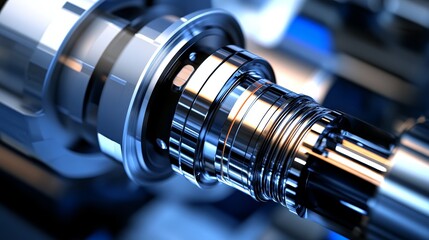 Poster - Close-up of a metallic mechanical component showcasing precision engineering and design.