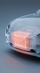 Poster - Transparent Electric Car Hood with Glowing Battery Cells A Glimpse into Futuristic Sustainable Engineering