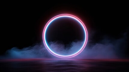 Aufkleber - Neon Circle with Dynamic Light Trails and Holographic Patterns Symbolizing Esports Energy