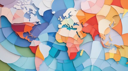 Poster - Abstract Art with Vibrant Patterns Reflecting Globalization and Connections Across Continents