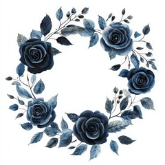 Wall Mural - A blue flower arrangement with four roses and a few leaves