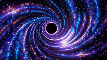 Poster - Swirling cosmic vortex with vibrant stars and glowing energy, black hole concept