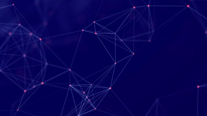 Leinwandbilder - Abstract polygonal space with dots and lines motion. Data technology and scientific illustration. 3d rendering.