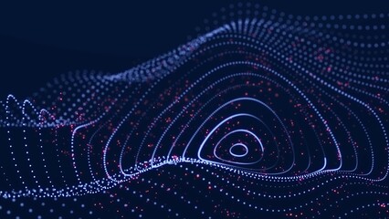 Leinwandbilder - Digital wave with many particles moving. Concept of the network, internet communication. 3D rendering. 