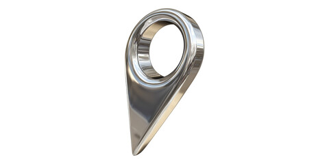 Poster - Silver metallic map pin icon isolated on transparent background