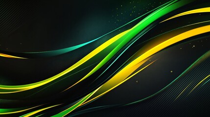 Aufkleber - Abstract wave patterns in green and yellow create a dynamic and modern look.