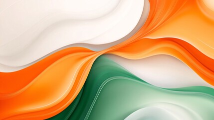 Aufkleber - A vibrant abstract representation featuring flowing patterns in orange, white, and green, symbolizing harmony and unity.