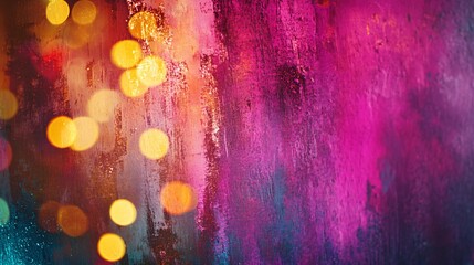 Wall Mural - A vibrant abstract background featuring warm and cool tones with glowing bokeh lights, creating a dreamy atmosphere.