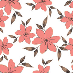 Wall Mural - Abstract elegance seamless pattern with floral background