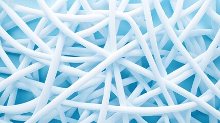 Poster - Abstract blue composition of intertwined white lines creating a sense of depth and complexity.
