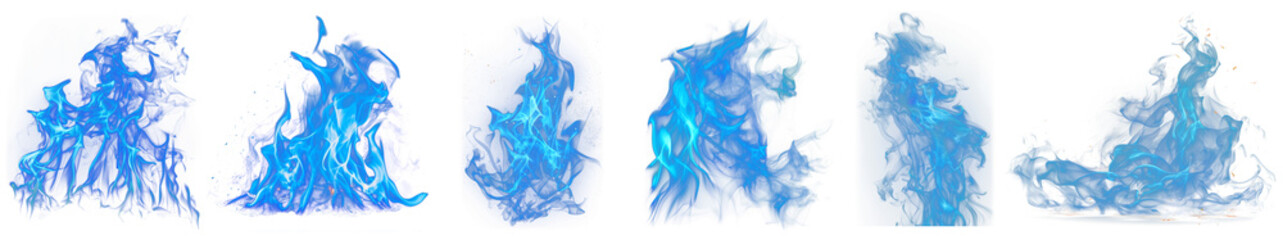 Wall Mural - png vibrant blue flames collection, element set on transparent background