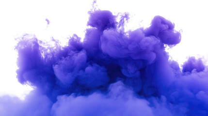 thick ultramarine smoke billowing against a white isolated background