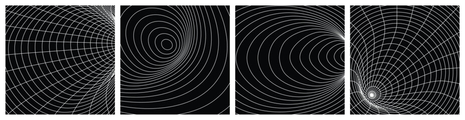 Wall Mural - Abstract hole wireframe background vector line perspective grid element design illustration collection on black background