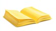© AIArtistry - Open book with vibrant yellow pages displaying a minimalist design on a clean white background for educational or artistic themes
