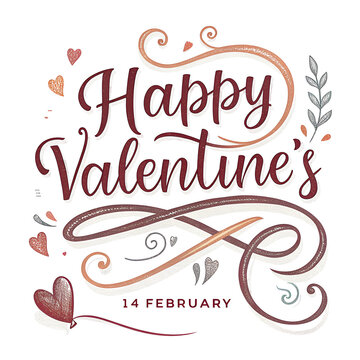 Handwriting Happy Valentine's day 14 February.   isolated on white background.PNG transparent

