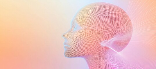 Poster - abstract human head silhouette with digital technology, ai and machine learning concept on a white b