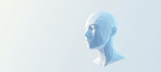 Poster - abstract background with an artificial intelligence concept and a digital human head, in a white and