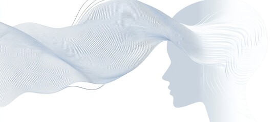 Poster - abstract digital background vector with a head profile and artificial intelligence concept in white 