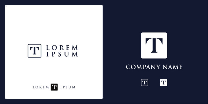 T Letter Logo and icon with frame, vector image editable