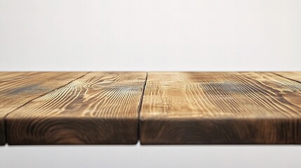 Poster - Smooth Wooden Table Top Isolated on White Background for Display
