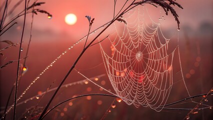 spider web in the morning