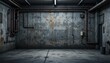 © Pavel Lysenko - A dimly lit industrial area features weathered concrete walls adorned with patches of rust and grime. Exposed pipes snake along the ceiling, enhancing the urban feel of the environment