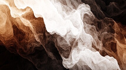 Aufkleber - Abstract waves of soft brown, white, and black swirling together, creating a captivating visual flow.