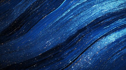 Aufkleber - Abstract blue waves with glittering sparkles create a mesmerizing visual effect.